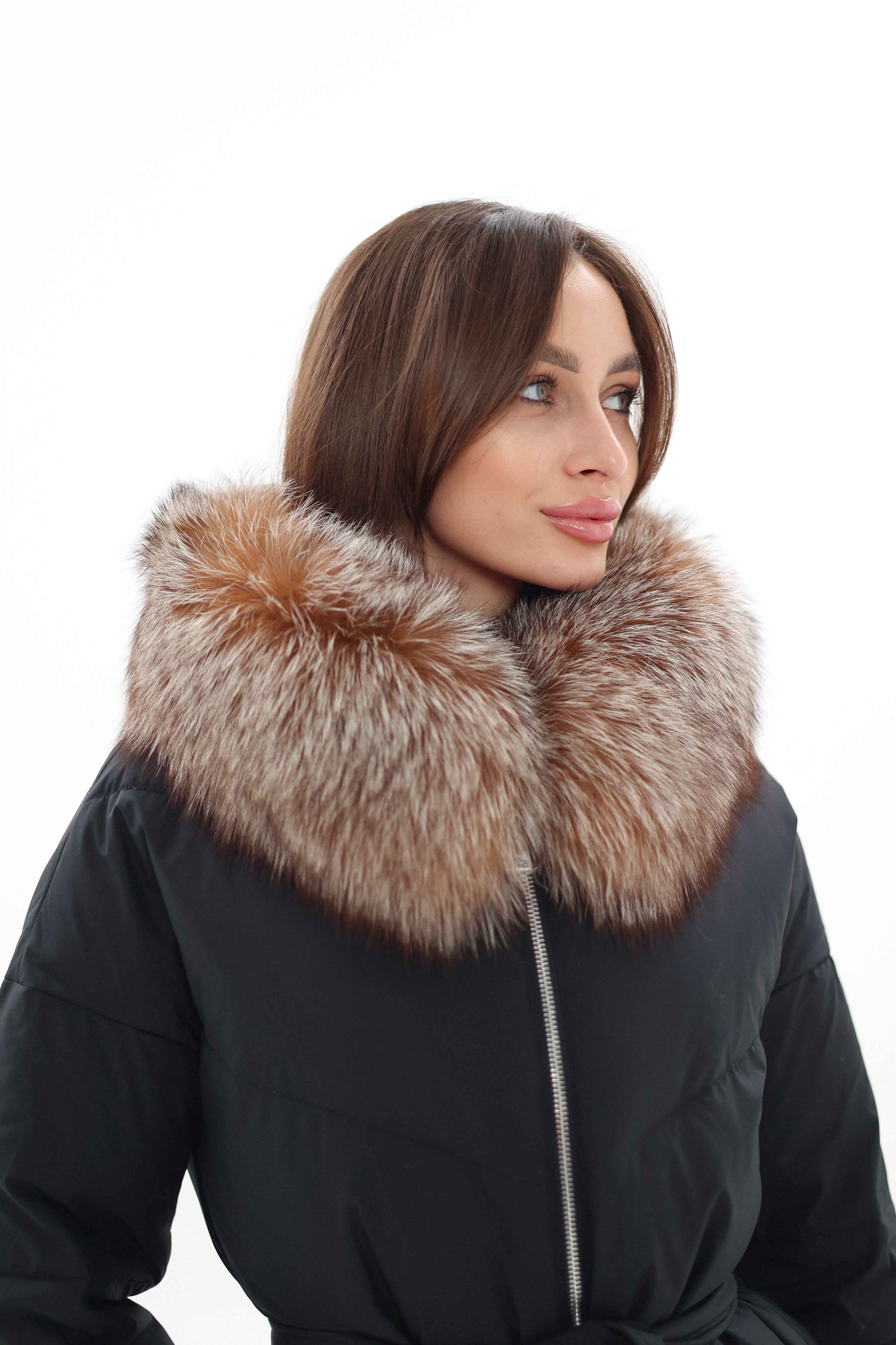 Genuine Silver Fox Fur Down Insulated Parka