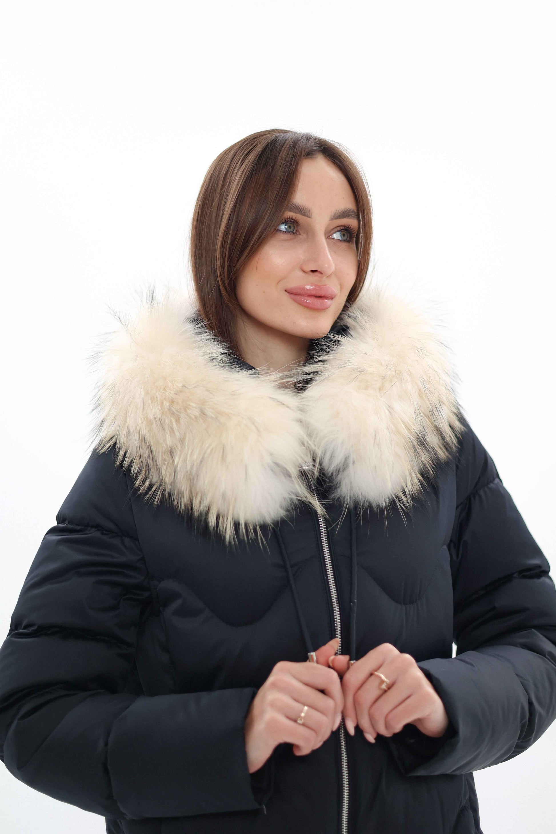Genuine Fur Trim Down Fill Coat