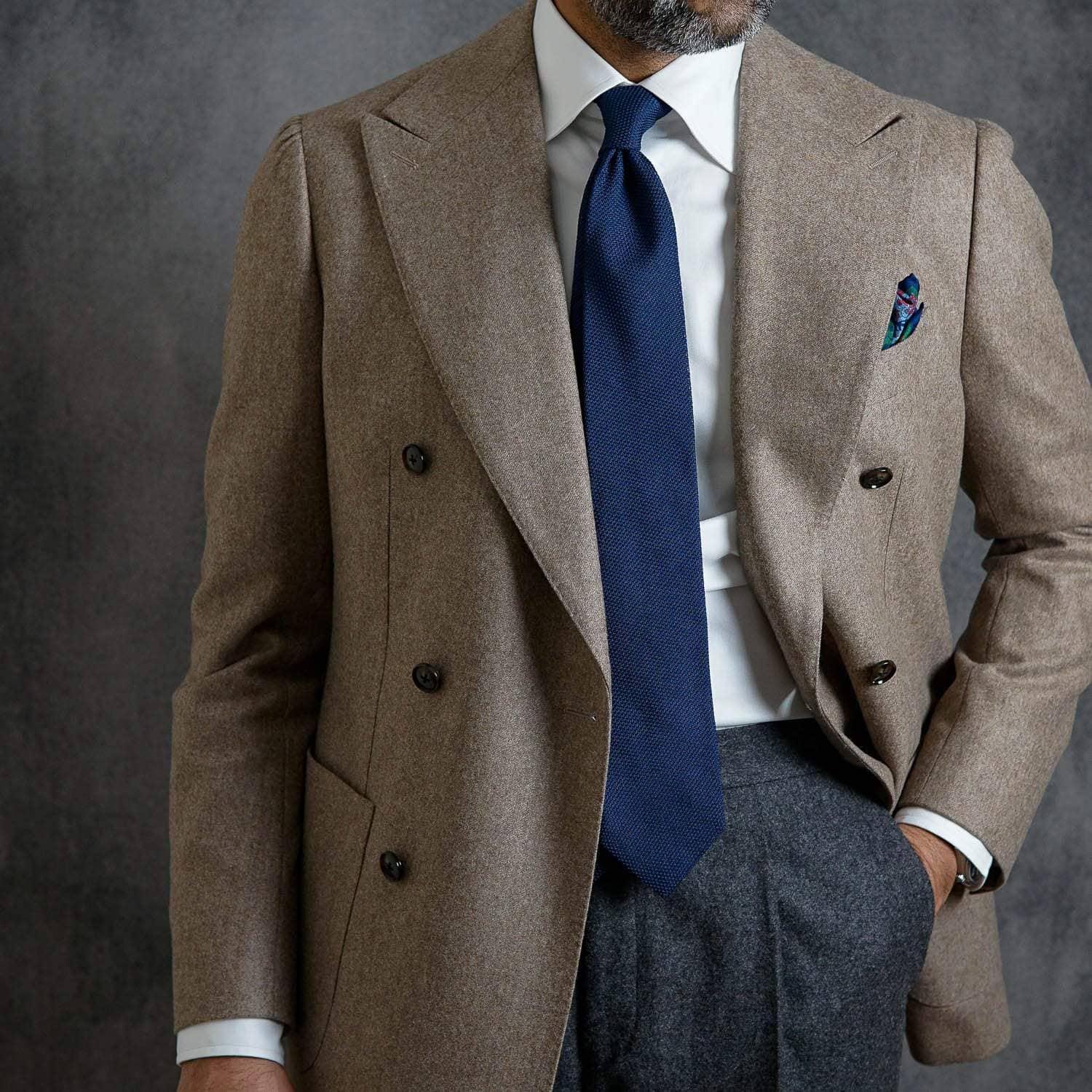 Marino - Navy Blue Silk Grenadine Tie - Solstik