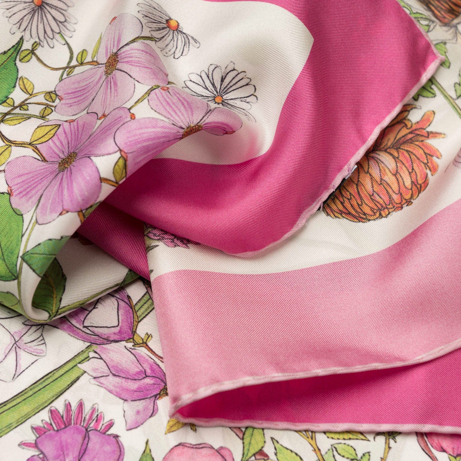 Flora - Silk Foulard - Pink - Solstik