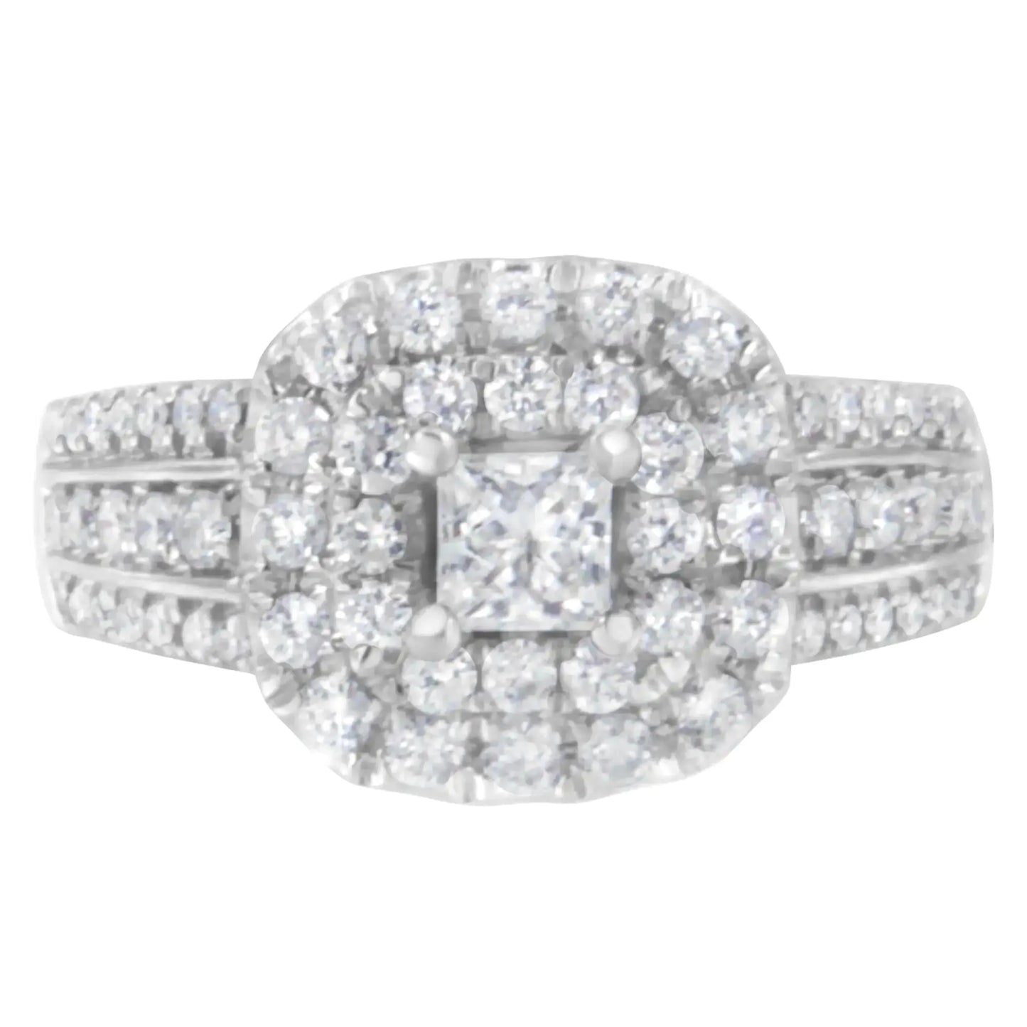 14KT White Gold Luxe Diamond Halo Ring (1ct Total) - Solstik
