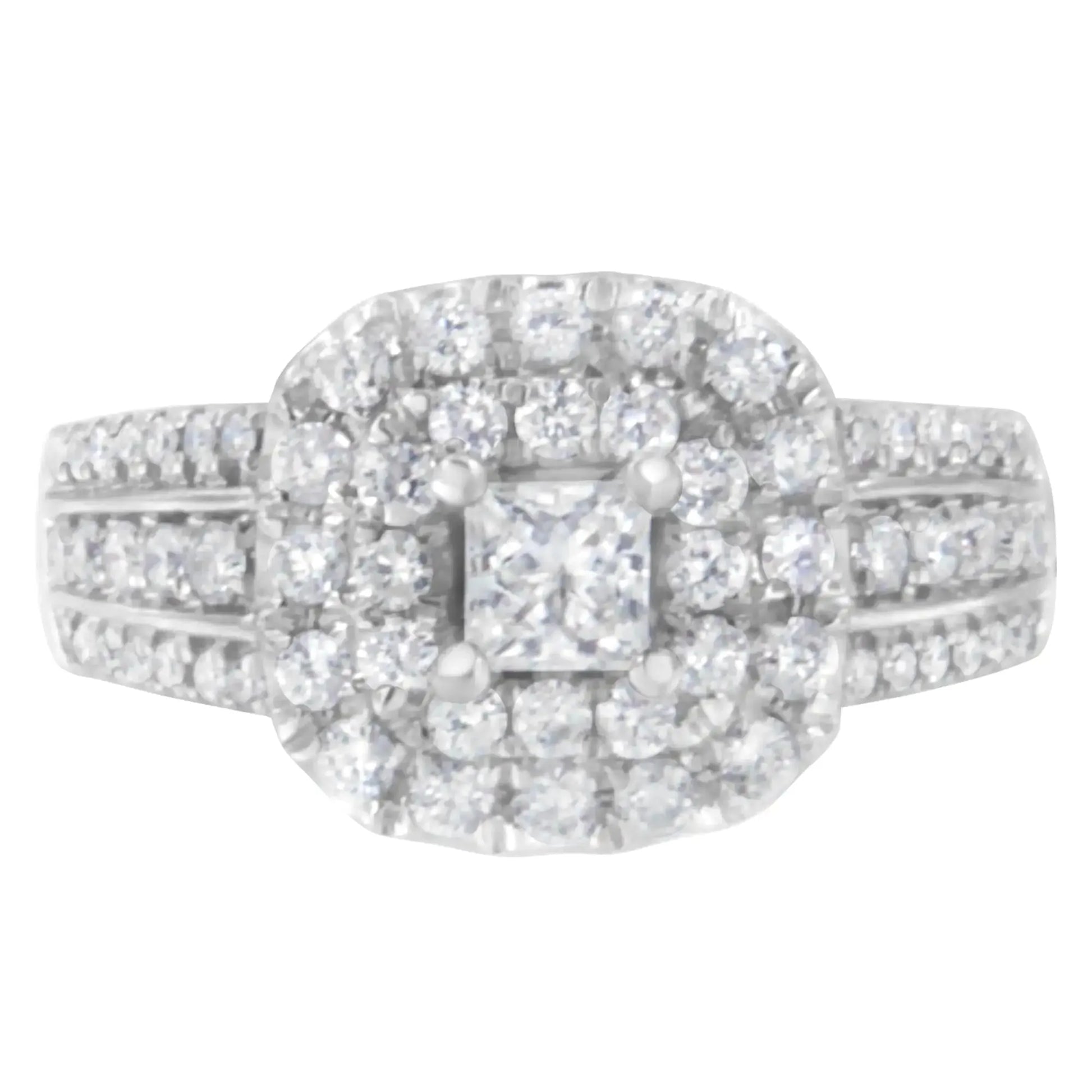 14KT White Gold Luxe Diamond Halo Ring (1ct Total) - Solstik