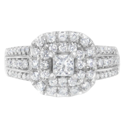 14KT White Gold Luxe Diamond Halo Ring (1ct Total) - Solstik