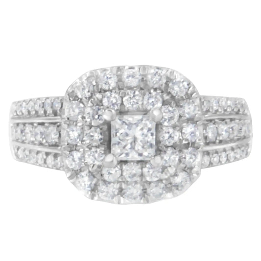 14KT White Gold Luxe Diamond Halo Ring (1ct Total) - Solstik