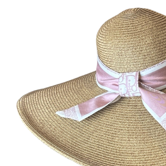 Trotter Pink Vintage Silk Scarf Perfect Straw Sun Hat - Solstik