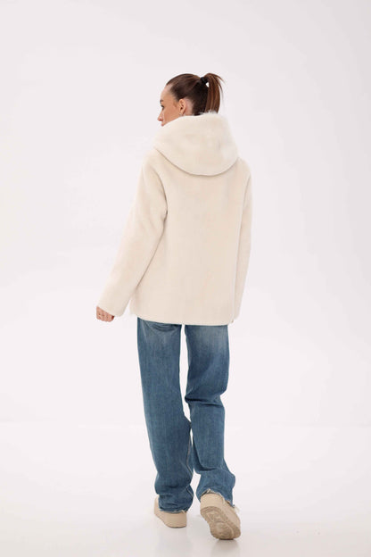 Pre-Order. Re-Stock Ships October 15. ⇆ Reversible Hooded Wool Blend Jacket
