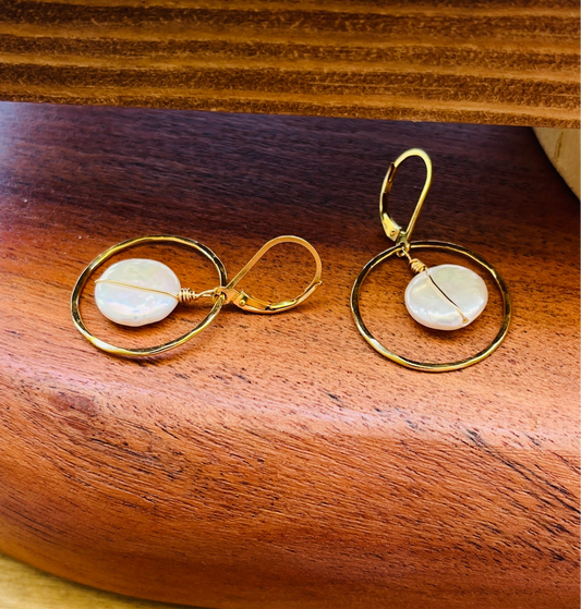 SEAGLOW COIN PEARL EARRINGS