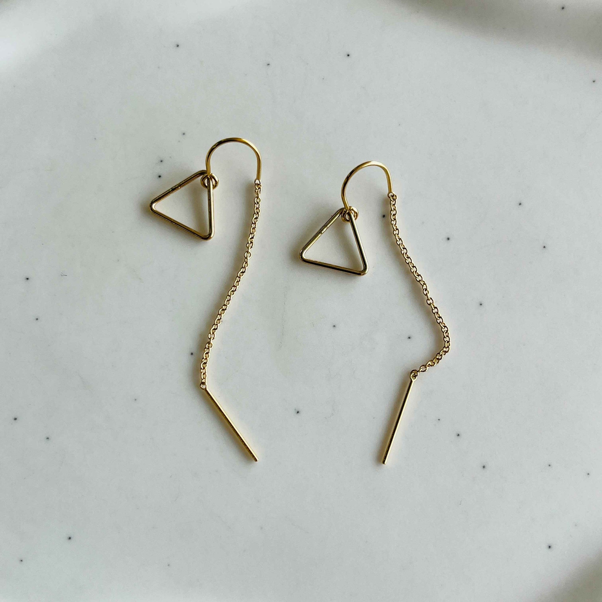 TRIANGLE THREADER EARRINGS
