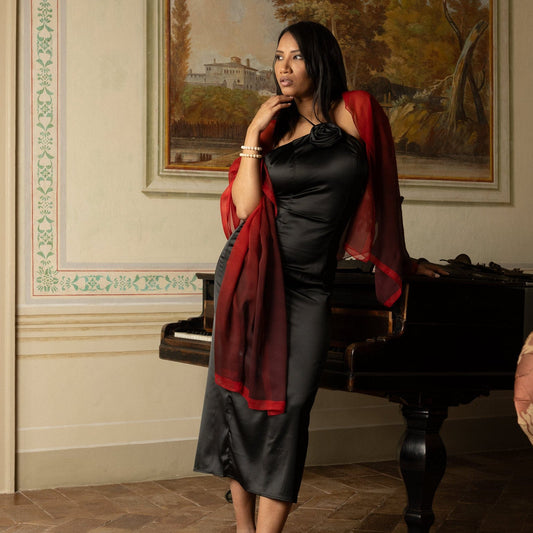 Sophia - Silk Scarf Shawl - Burgundy/Red - Solstik