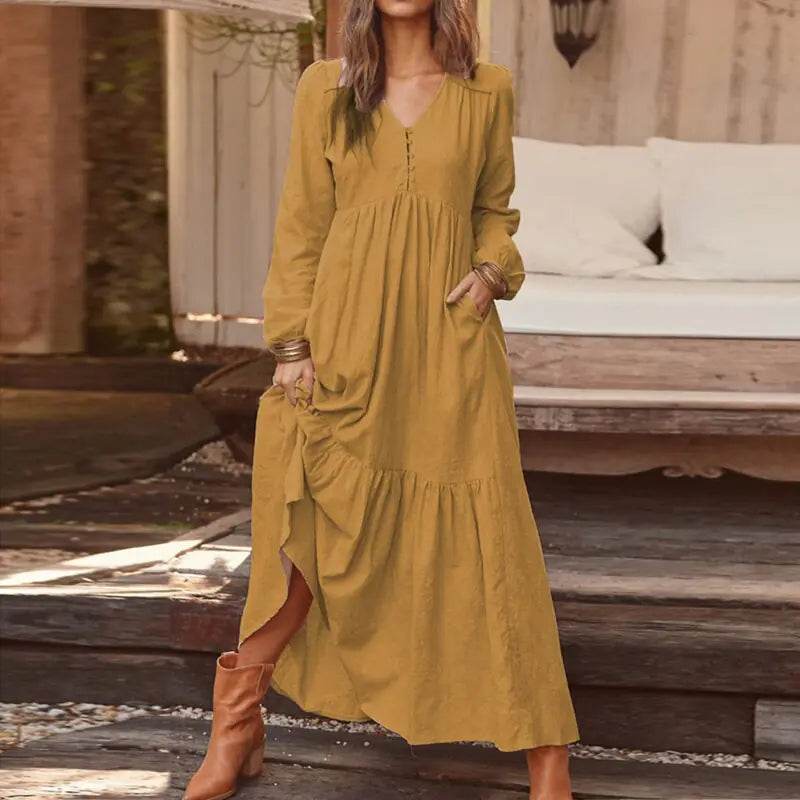 Chic Vintage Flowing Dress - Solstik