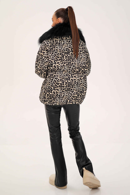 Genuine Polar Fox Leopard Luxe Down Parka
