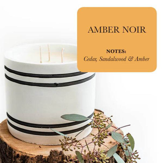 Luxury Large Striped Stone Designer Candle - Solstik #