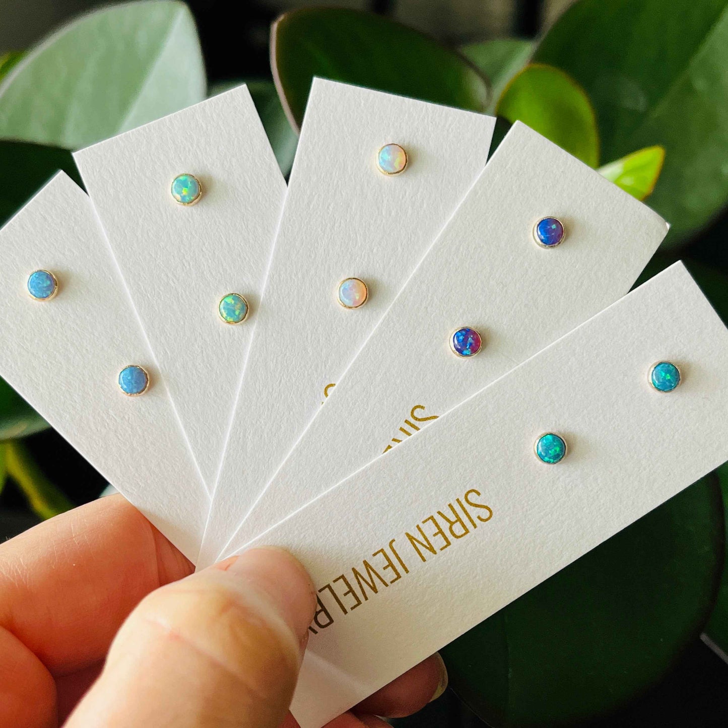 SMALL OPAL STUD EARRINGS