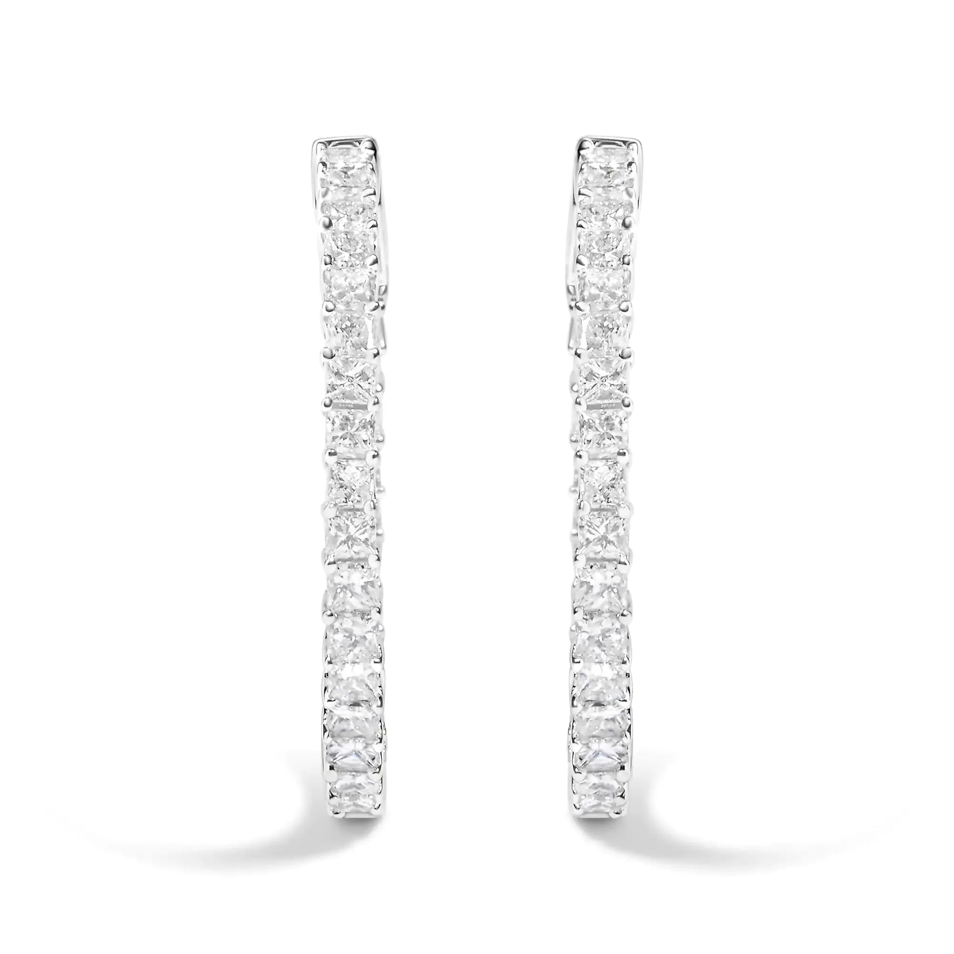 14K Princess Cut Diamond Hoop Earrings - Solstik
