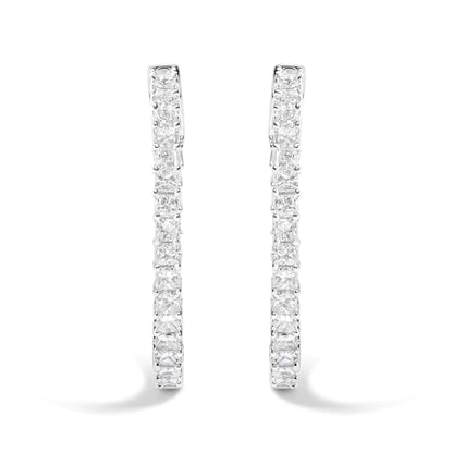 14K Princess Cut Diamond Hoop Earrings - Solstik