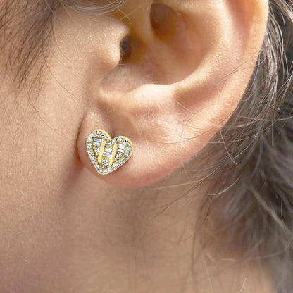 .925 Silver Heart Diamond Studs 1/2 Cttw (I-J, SI2-I1) - Solstik