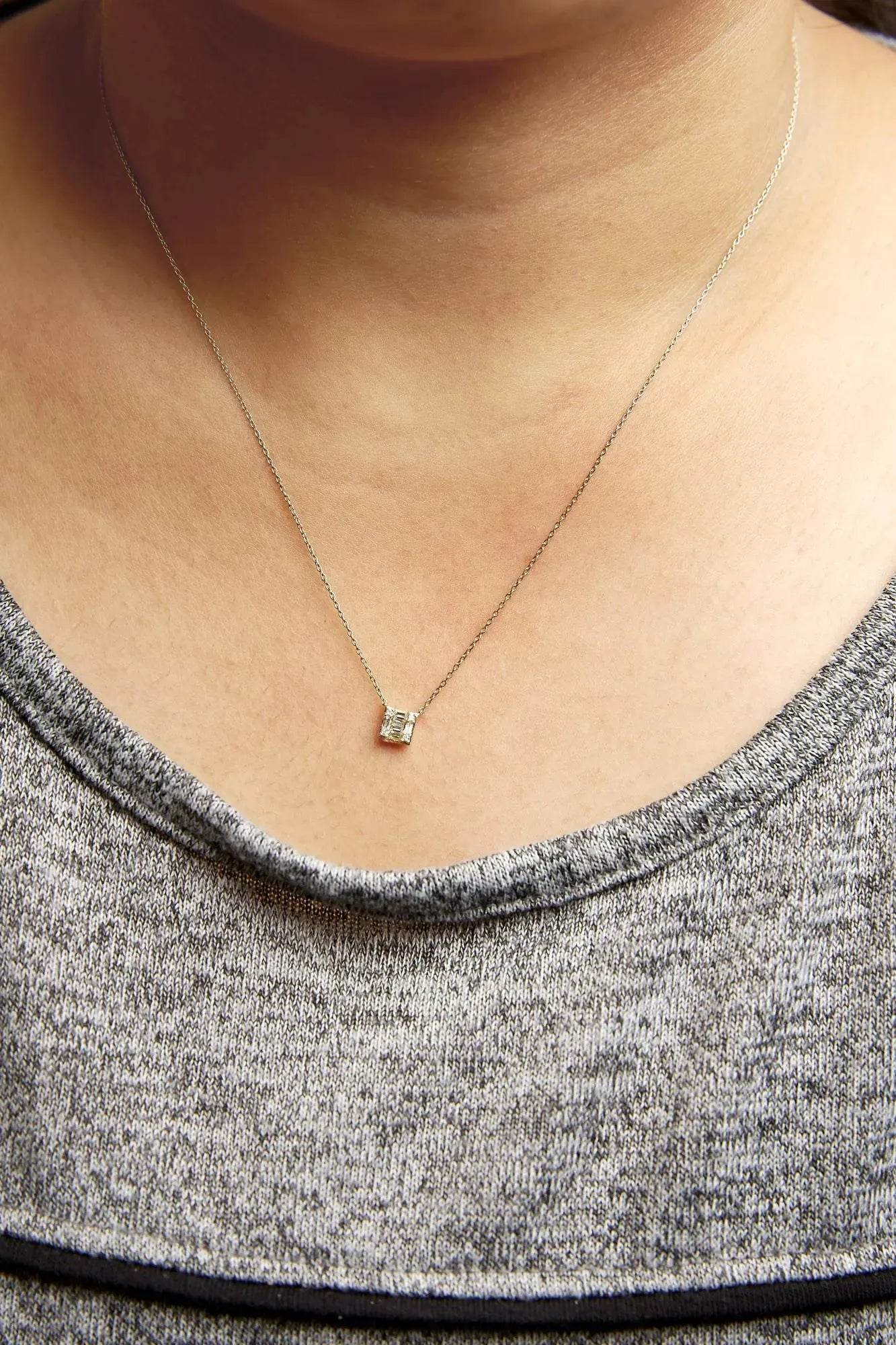 10K Yellow Gold Diamond Mosaic Pendant Necklace - Solstik