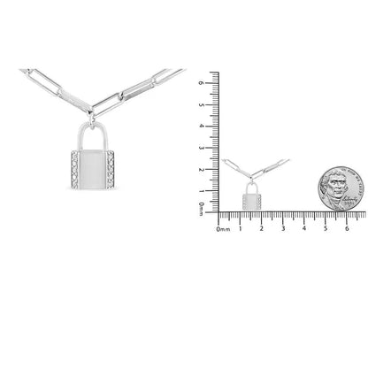 Sterling Silver Diamond Lock Necklace - Solstik