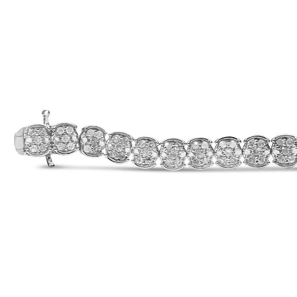 Sterling Silver 2.0ct Diamond Cluster Bracelet - 7.25" - Solstik