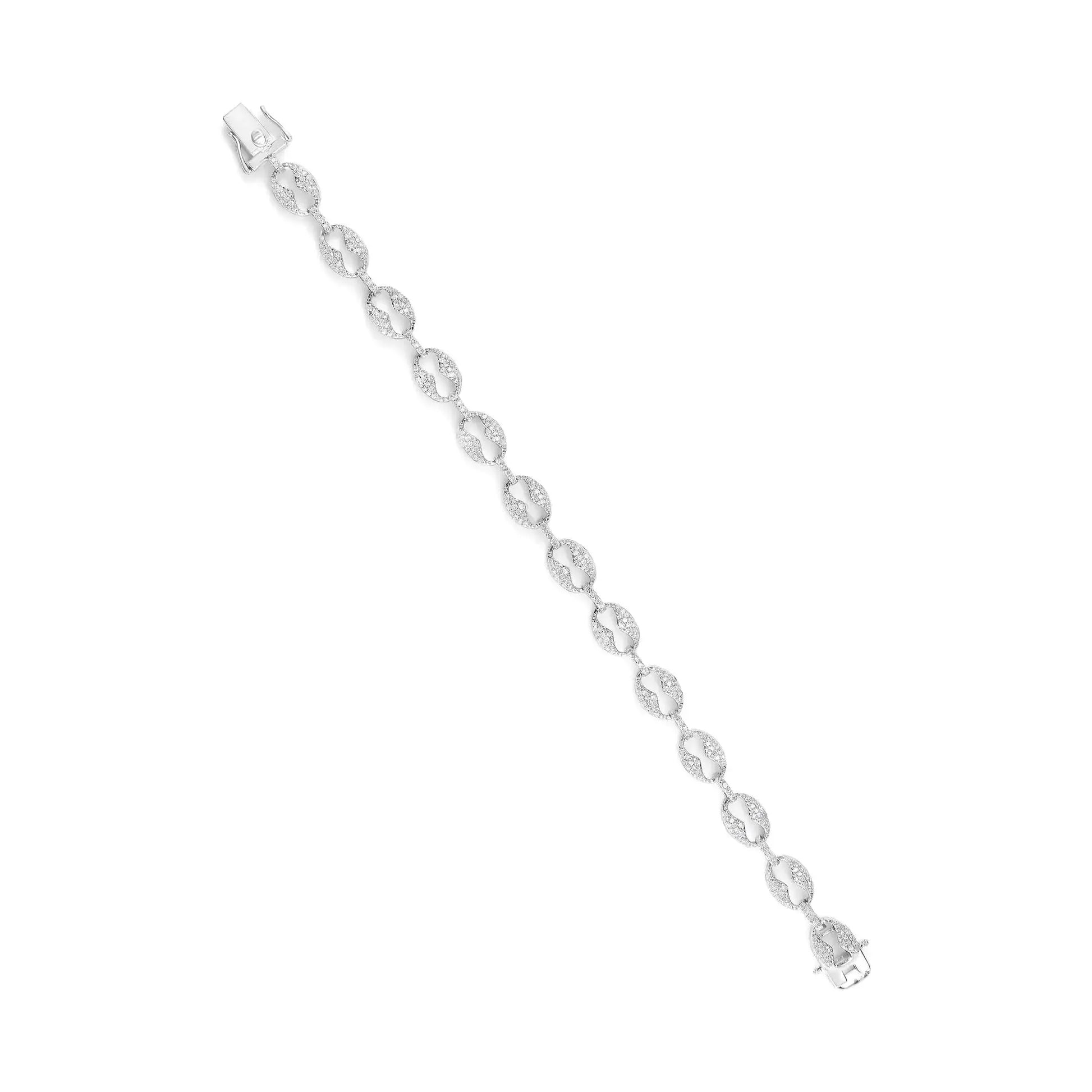 14K White Gold Diamond Prong Set Bracelet - 7" - Solstik