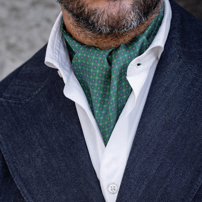 Navona - Silk Ascot Cravat Tie - Green - Solstik