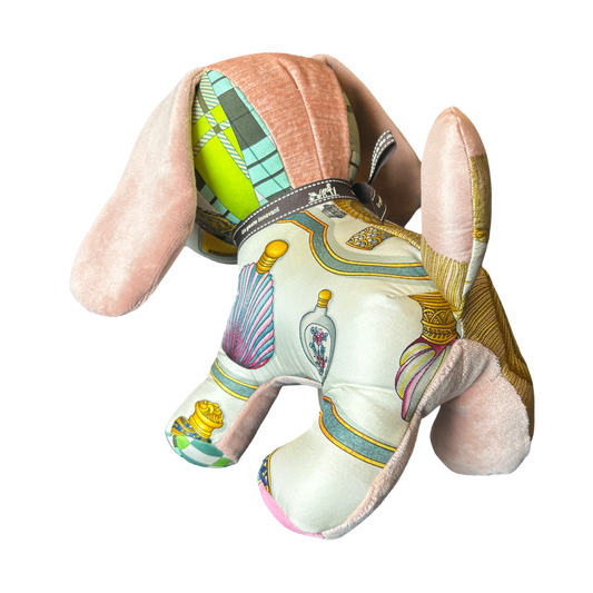 Poste et Cavalerie Vintage Silk Scarf Patchwork Puppy - Solstik