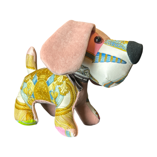 Poste et Cavalerie Vintage Silk Scarf Patchwork Puppy - Solstik