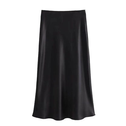 Ladies' Satin Midi Skirt - Solstik