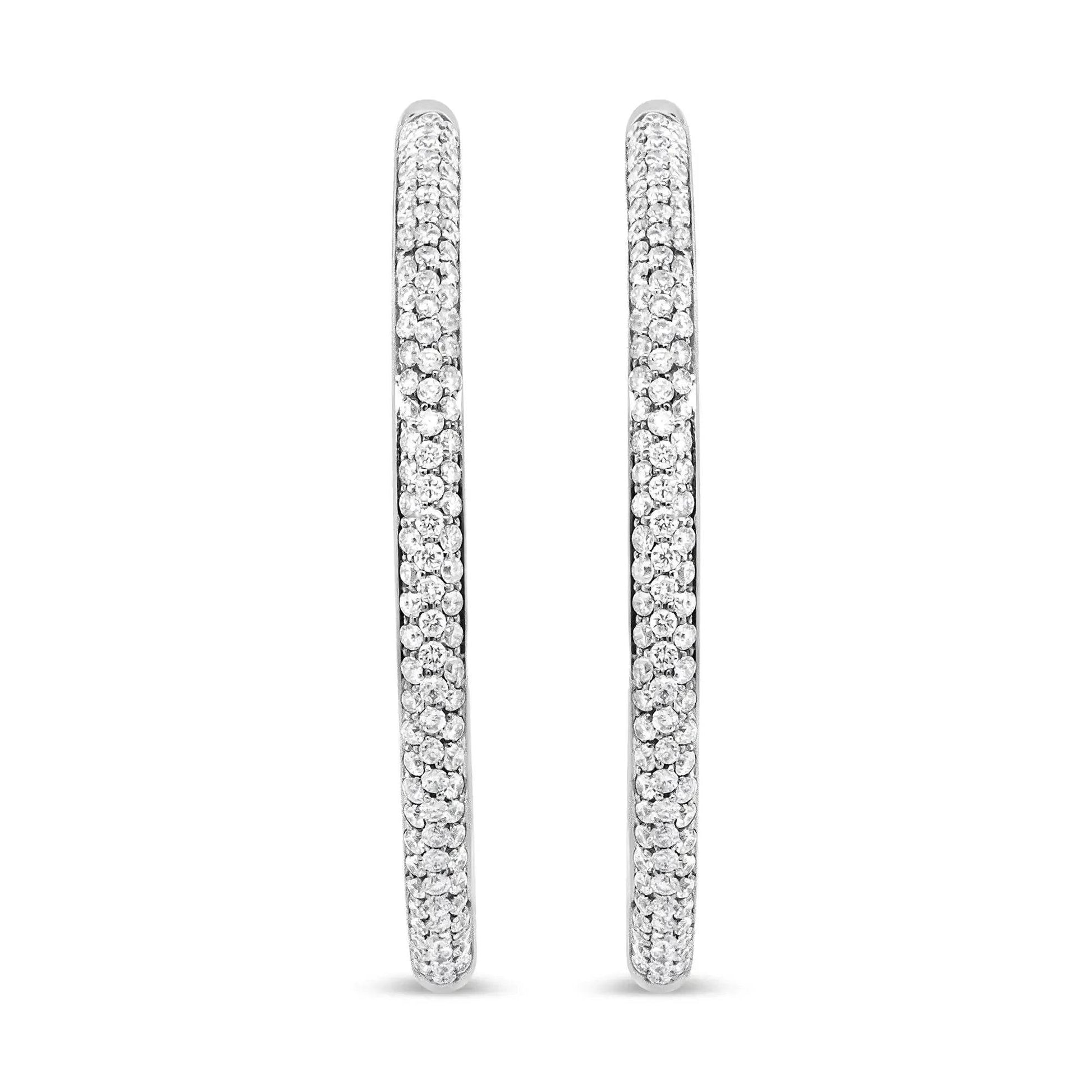 18K White Gold Double Shine 2ct Diamond Hoops - Solstik
