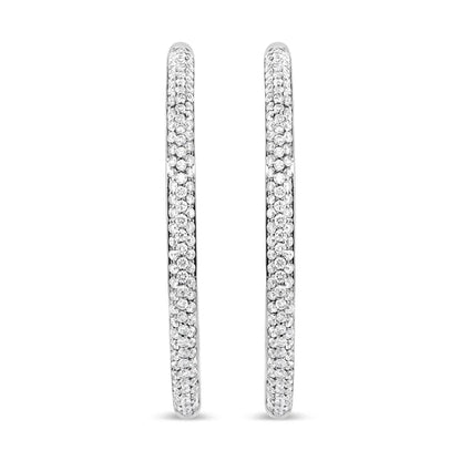 18K White Gold Double Shine 2ct Diamond Hoops - Solstik