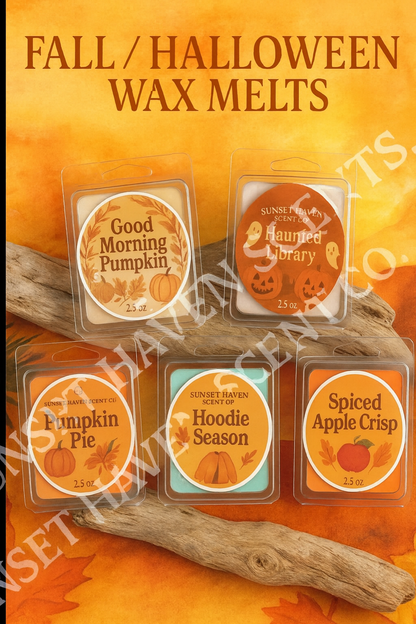 Fall & Halloween Wax Melts – 2.5 oz Clamshells | Cozy & Spooky Scents