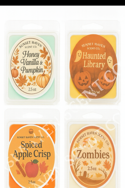 Fall & Halloween Wax Melts – 2.5 oz Clamshells | Cozy & Spooky Scents