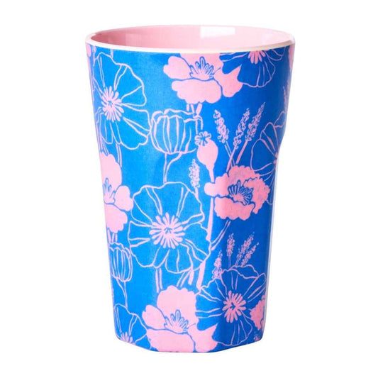 Melamine Tall Cup - Blue - Poppies Love Print