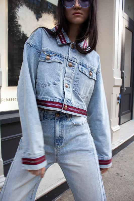 Danielle Denim Jacket with Red Lining – Women’s Casual Style