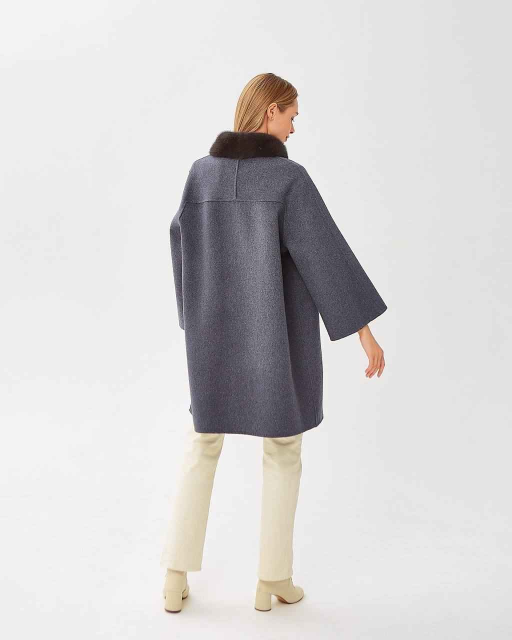 Genuine Scandinavian Mink Fur Virgin Wool Coat