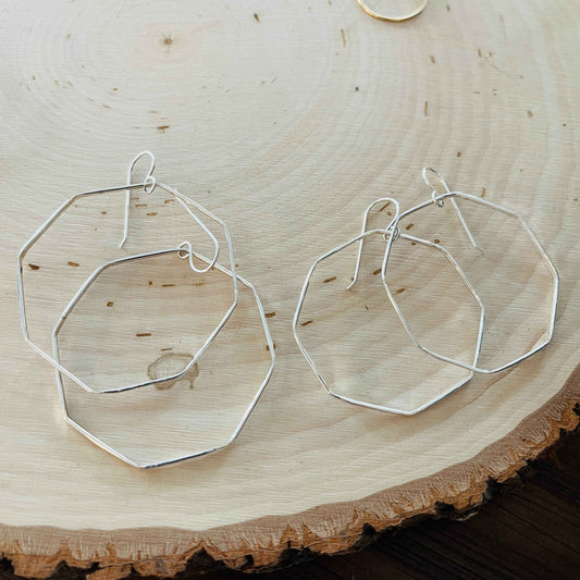 SILVER OCTAGON HOOPS