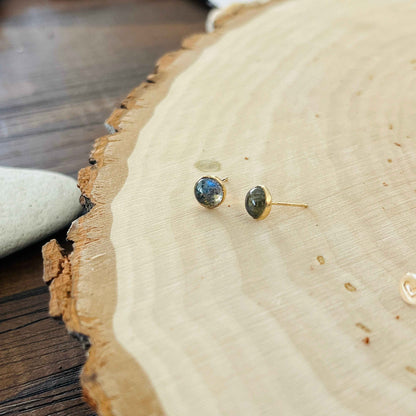 LABRADORITE STUD EARRINGS