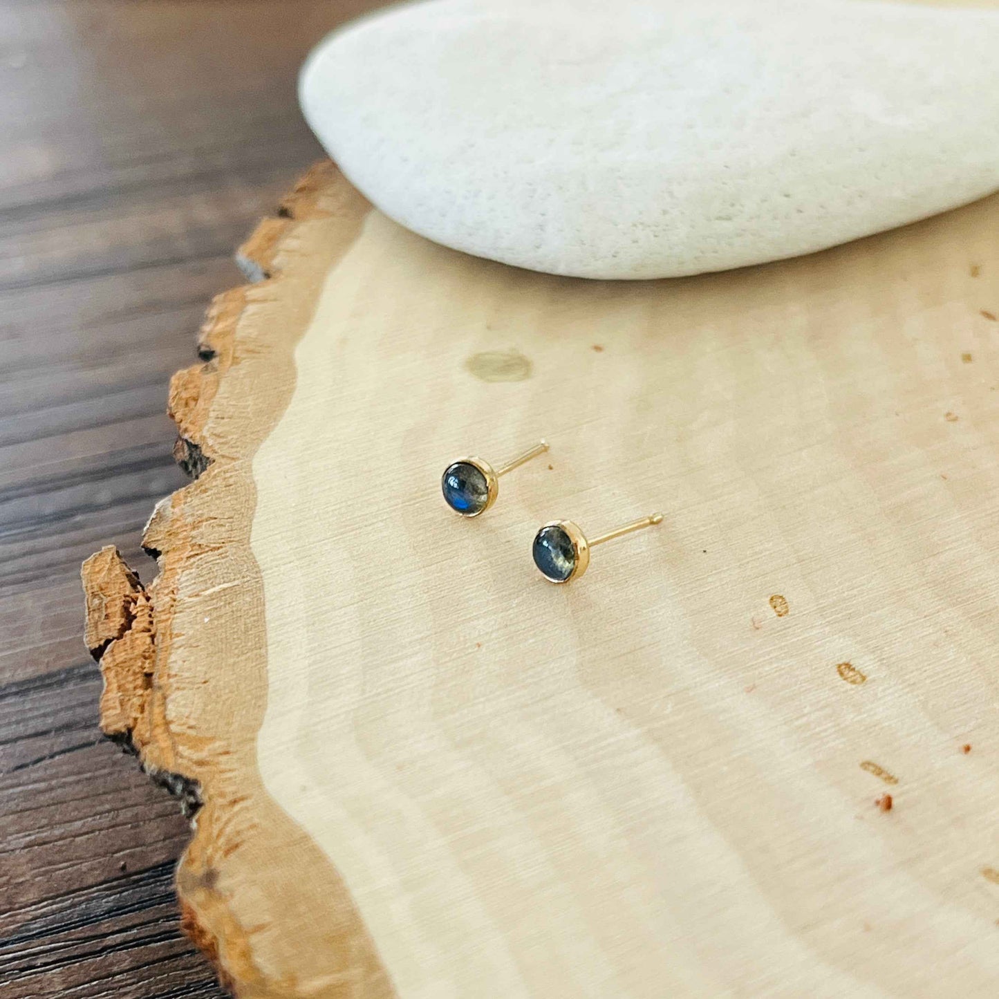 LABRADORITE STUD EARRINGS