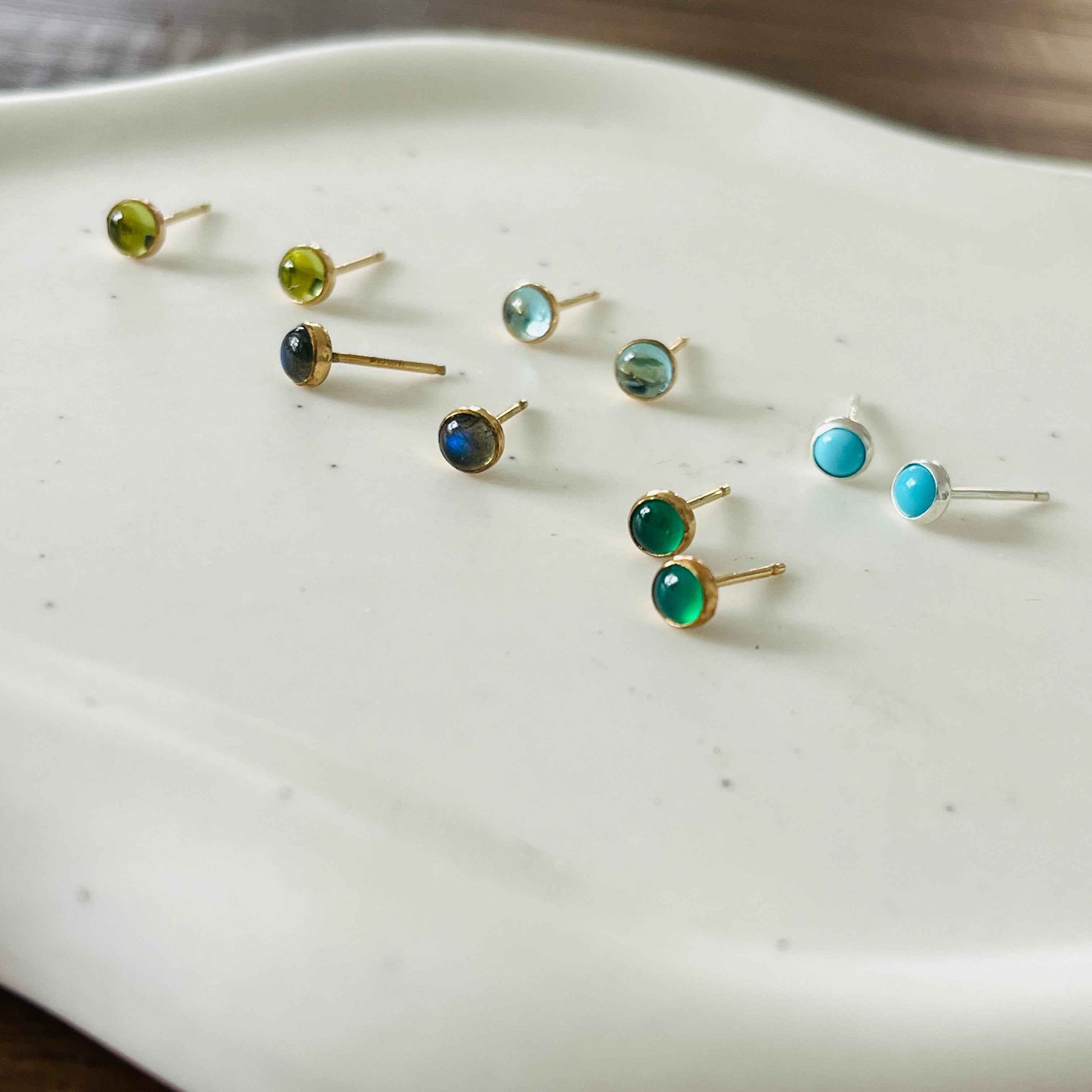 LABRADORITE STUD EARRINGS