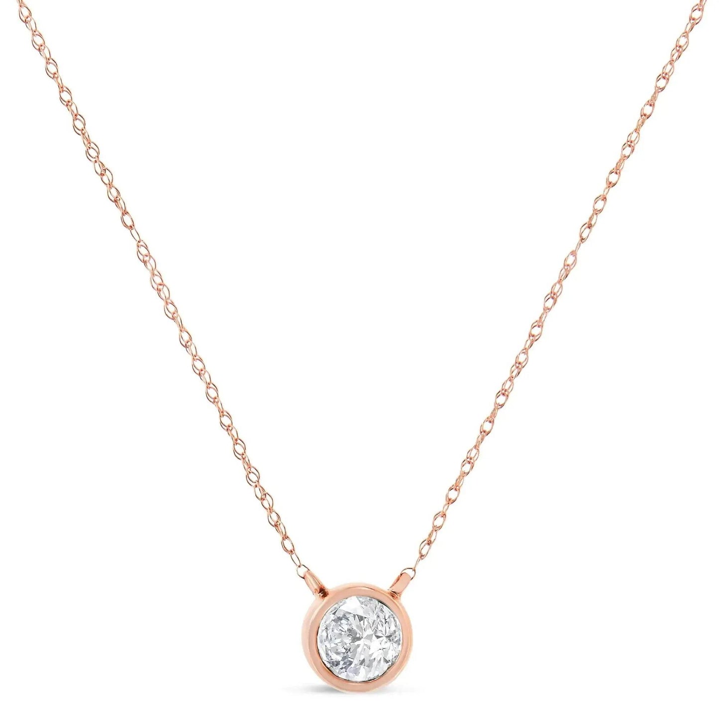 AGS 10K Gold Round Diamond Solitaire Pendant Necklace - Solstik
