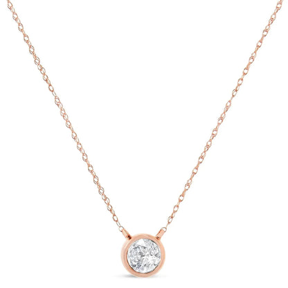 AGS 10K Gold Round Diamond Solitaire Pendant Necklace - Solstik