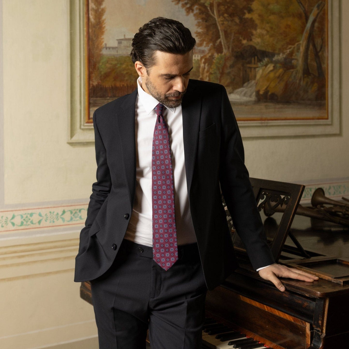 Trento - Silk Jacquard Tie - Raspberry - Solstik