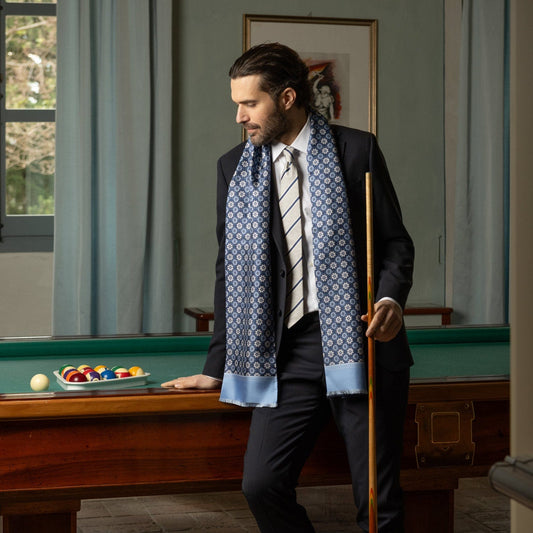 Appia - Reversible Silk Scarf - Blue - Solstik
