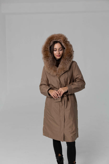 Genuine Fox Fur Trim Rabbit Fur Insulated Parka