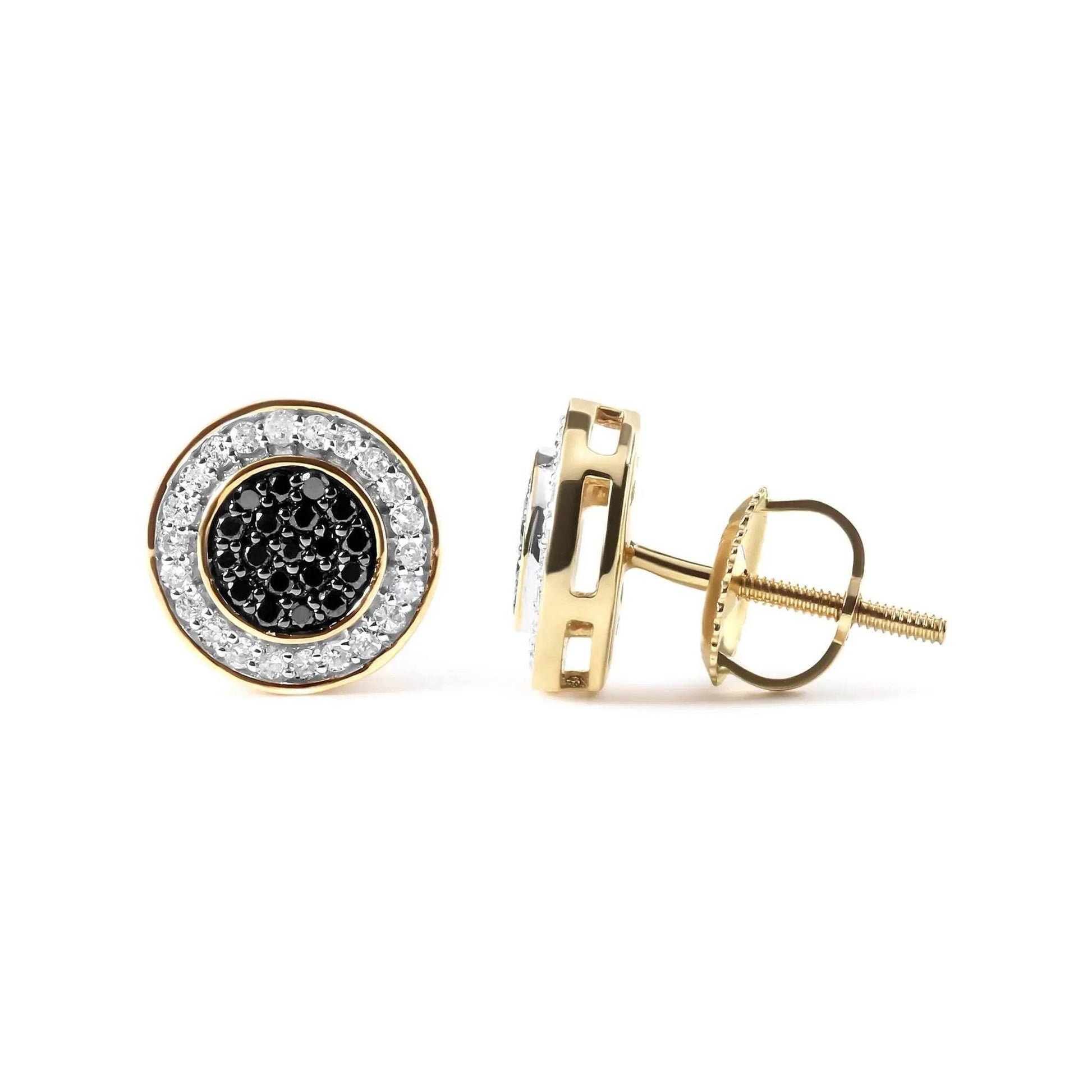 Men's 10K Gold Dual-Tone Diamond Stud Earrings - Solstik