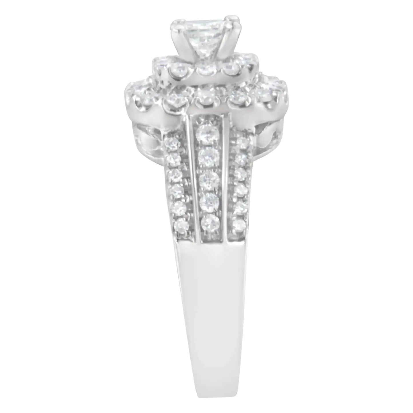 14KT White Gold Luxe Diamond Halo Ring (1ct Total) - Solstik
