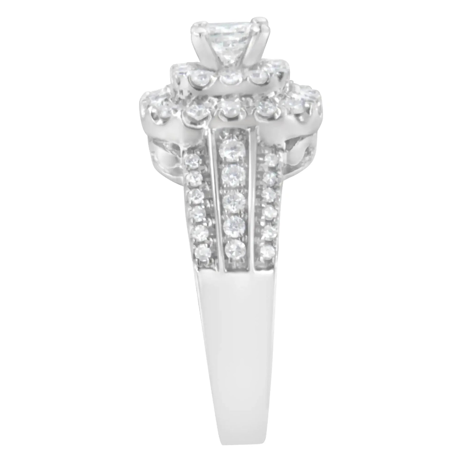 14KT White Gold Luxe Diamond Halo Ring (1ct Total) - Solstik