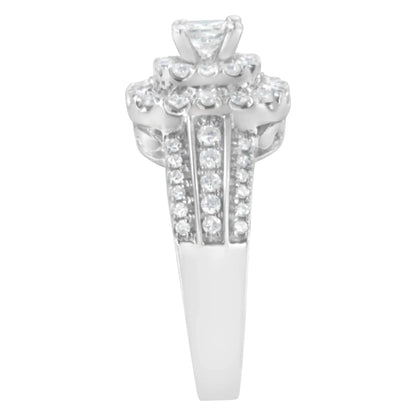 14KT White Gold Luxe Diamond Halo Ring (1ct Total) - Solstik