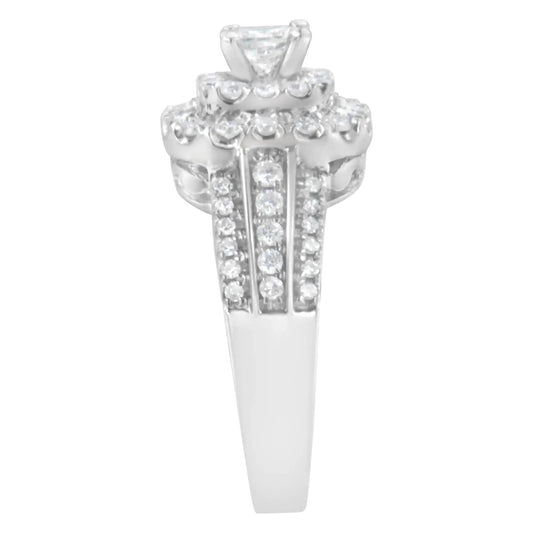 14KT White Gold Luxe Diamond Halo Ring (1ct Total) - Solstik
