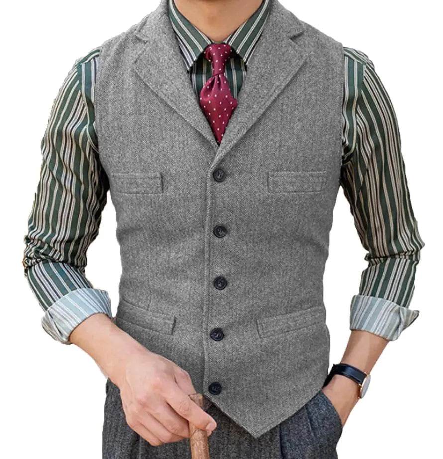 Organic Cotton & Wool Slim Fit Men's Business Vest - Solstik